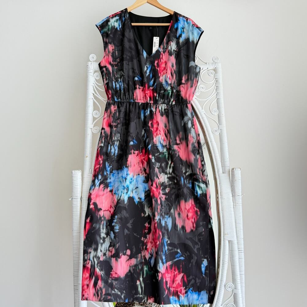 J Crew Dress 10 Tall Floral Watercolor Artsy Painterly Midi Whimsigoth Career